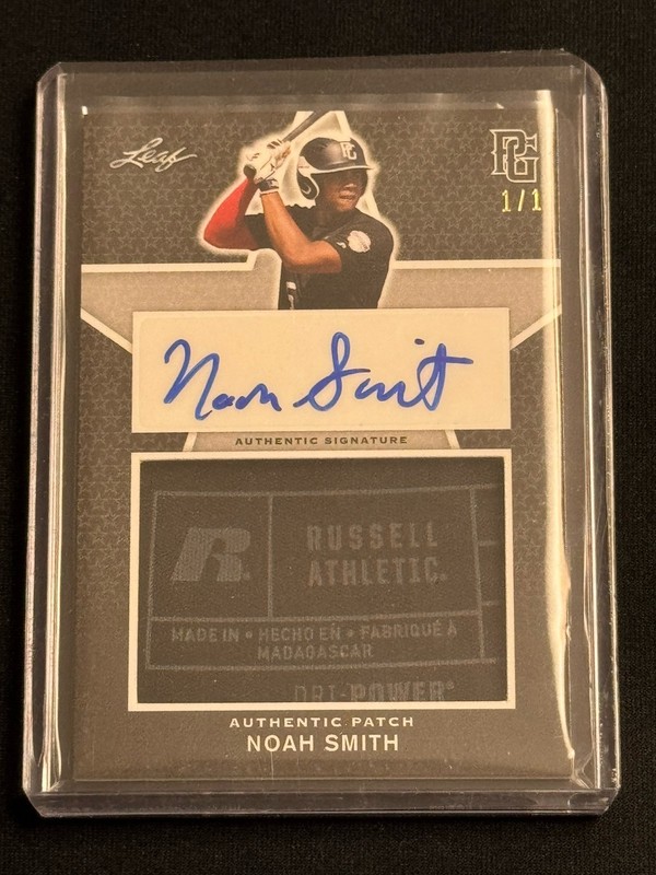 2020 Leaf Perfect Game Noah Smith Auto Laundry Tag Relic #PA-NS1, Serial #1/1