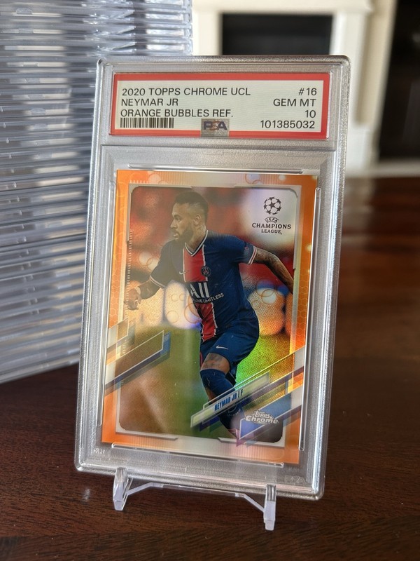 2020 Topps Chrome UCL Neymar Orange Bubbles Refractor PSA 10 💎CASE HIT💎