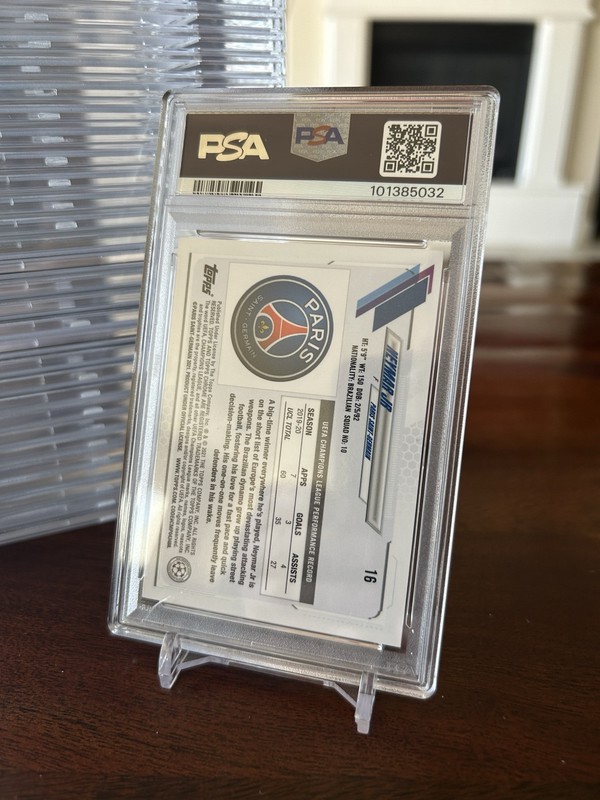 2020 Topps Chrome UCL Neymar Orange Bubbles Refractor PSA 10 💎CASE HIT💎 view 2