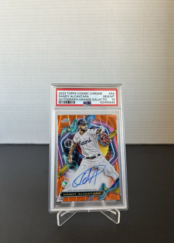 Sandy Alcantara Orange Galactic Autograph #’d/25 💎PSA 10💎 2023 Cosmic Chrome ⚾
