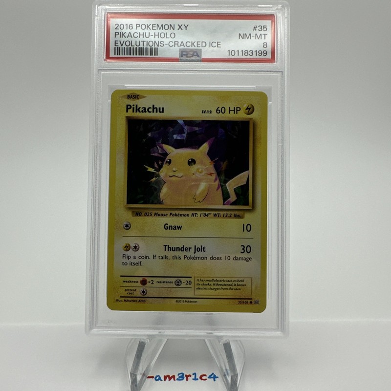 PSA 8 2016 Pokemon XY Pikachu Holo Cracked Ice - #35/108