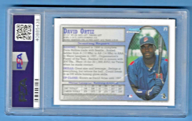 1998 Bowman Chrome David Ortiz Twins #71 Rookie PSA 10 #40885438 HOF 2022 view 2