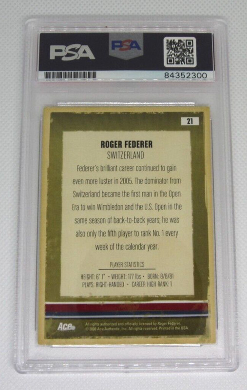 Roger Federer signed autographed PSA /DNA slabbed 2006 Ace Authentic #21 view 2