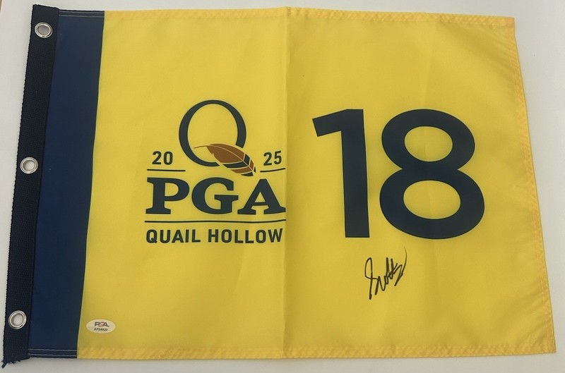 Scottie Scheffler Signed 2025 PGA Championship Flag Quail Hollow PSA COA