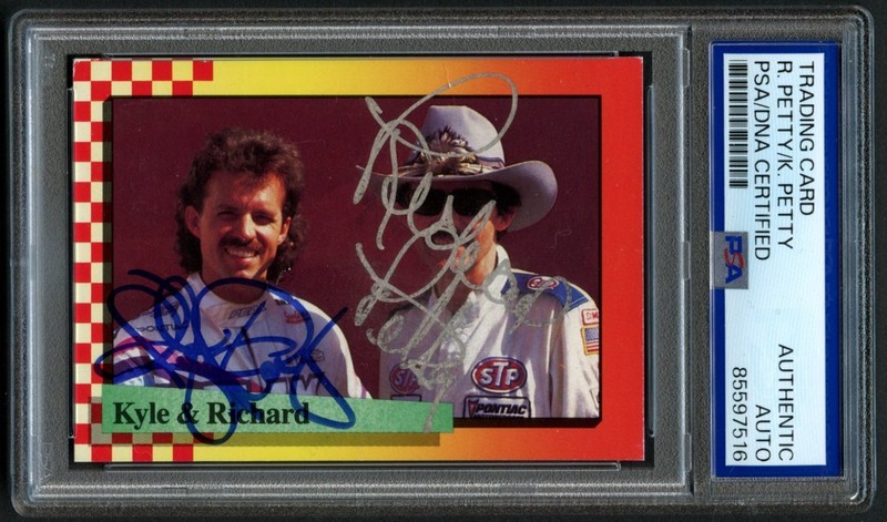 Richard & Kyle Petty #220 signed autograph 1989 MAXX NASCAR Card PSA Slabbed