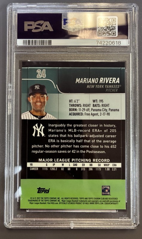 Mariano Rivera 2022 Topps Stadium Club Chrome Wave Refractor PSA 10 POP 1!!! view 2