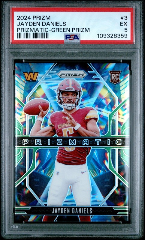 2024 PANINI PRIZM #3 JAYDEN DANIELS PRIZMATIC-GREEN PRIZM PSA EX 5