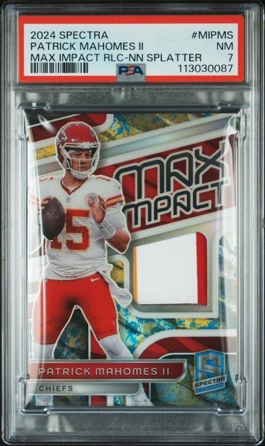 2024 SPECTRA #MI-PMS PATRICK MAHOMES II MAX IMPACT RLC-NN SPLATTER 5/8 PSA NM 7