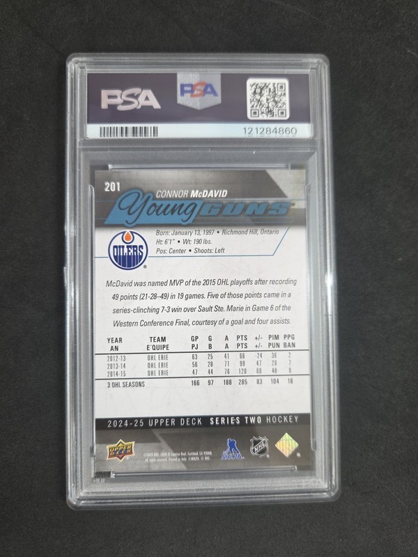 2024 UPPER DECK #201 CONNOR MCDAVID YOUNG GUNS RENEWED PSA 10 view 2