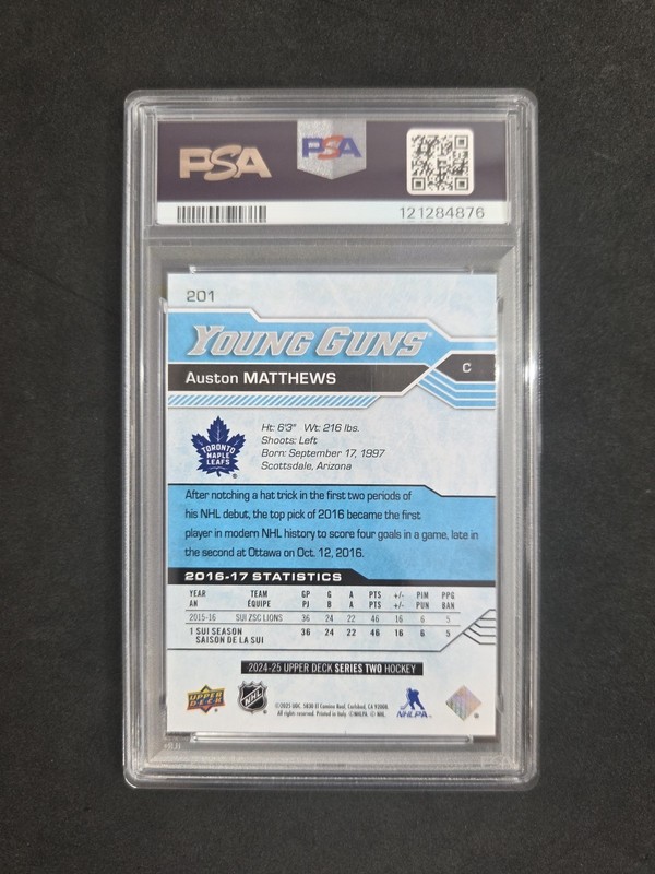 2024-25 Upper Deck  Young Guns Renewed #201 Auston Matthews - PSA 10 GEM MT view 2