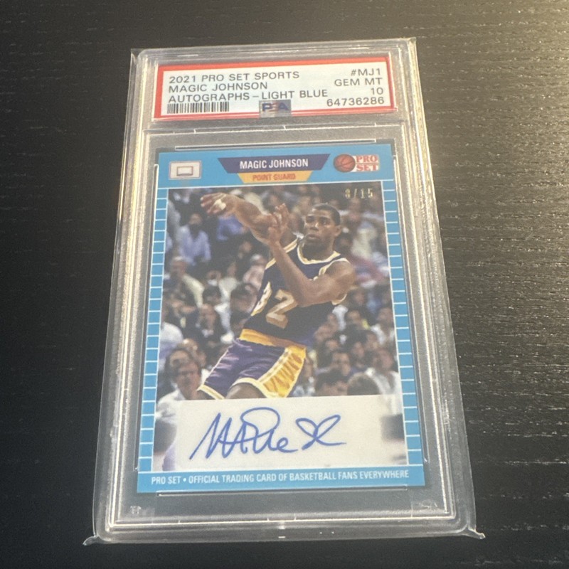 2021 Pro Set Sports Magic Johnson Autographs - Light Blue /15 PSA 10
