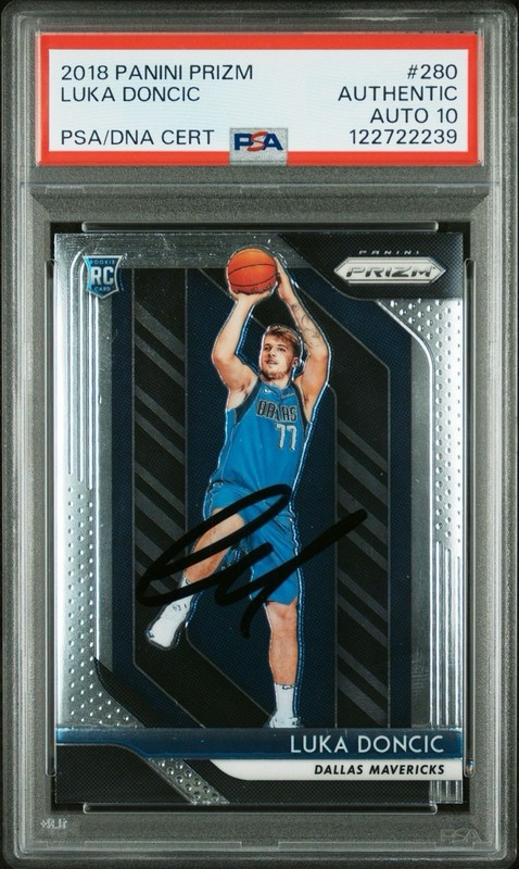 2018 Panini Prizm #280 Luka Doncic Signed Rookie Card GM MT 10 Auto PSA