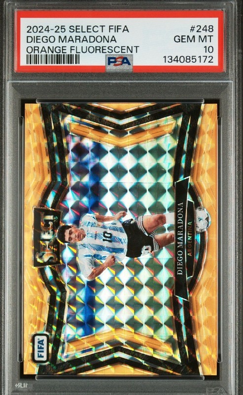 2024 Panini Select FIFA Diego Maradona Orange Fluorescent /125
