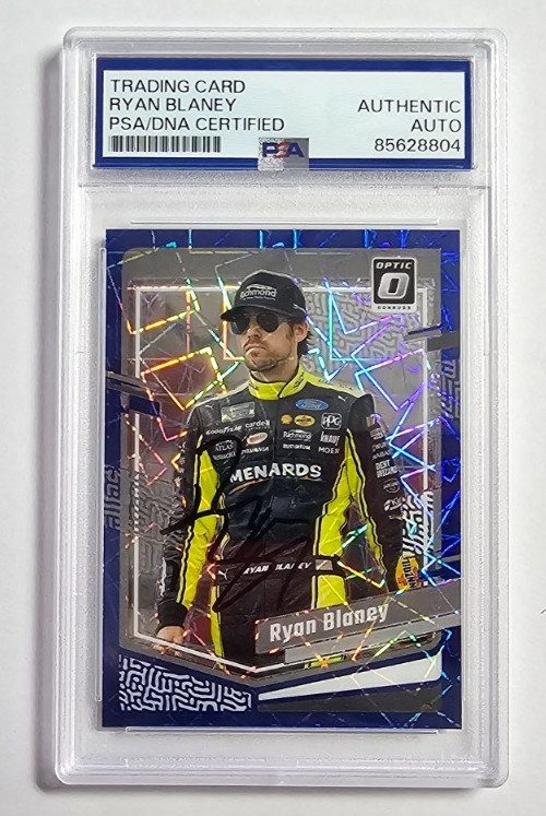 Ryan Blaney Signed 2024 Panini Donruss Racing Optic Blue Velocity Card PSA Auto