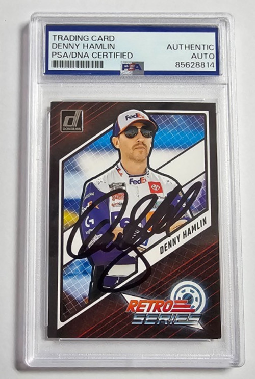 Denny Hamlin Signed 2024 Panini Donruss Racing Retro Card PSA Auto Autographed