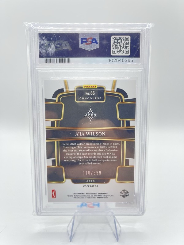 2024 WNBA Select Aja Wilson Red Blue Concourse /399 PSA 10 #86 Aces view 2