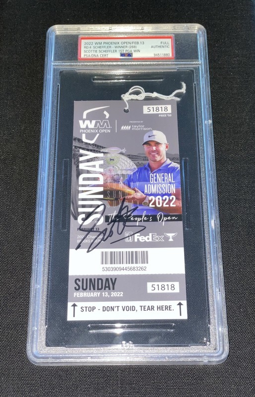 Scottie Scheffler Signed 2022 WM Phoenix Open Sunday Ticket PSA Slab 1st PGA Win