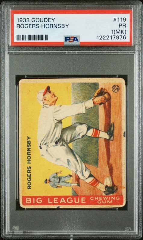 1933 Goudey # 119 Rogers Hornsby PSA 1 (mk)
