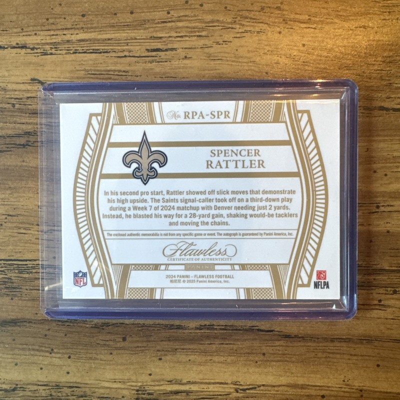 2024 SPENCER RATTLER Panini Flawless Rookie Patch Auto /20 view 2