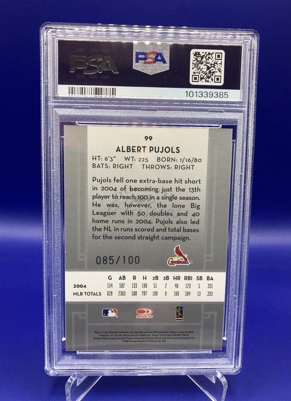 2005 Donruss Classics Albert Pujols Timeless Tributes SILVER /100 PSA 8 NM-MT  view 2