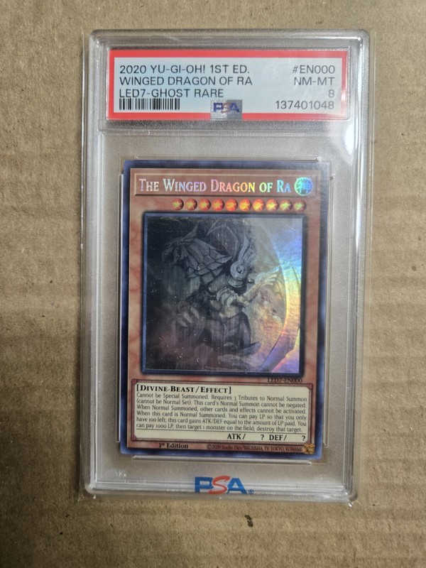 Yugioh The Winged Dragon of Ra LED7-EN000 1st Edition Ghost Rare PSA 8 NM-MT view 2