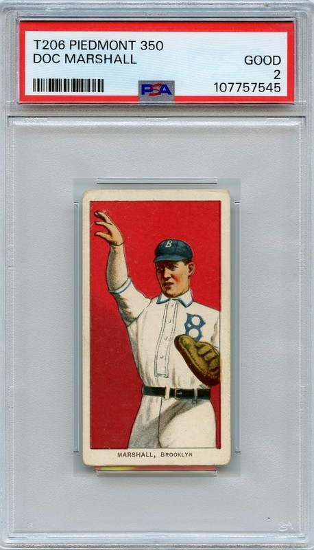 t206 Piedmont 350 Doc Marshall PSA 2 GOOD 1909-11 Early Baseball Card Old