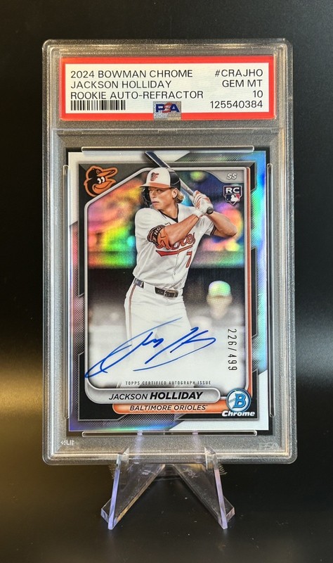 2024 Bowman Chrome Jackson Holliday Refractor Rookie Auto /499 CRA-JHO PSA 10