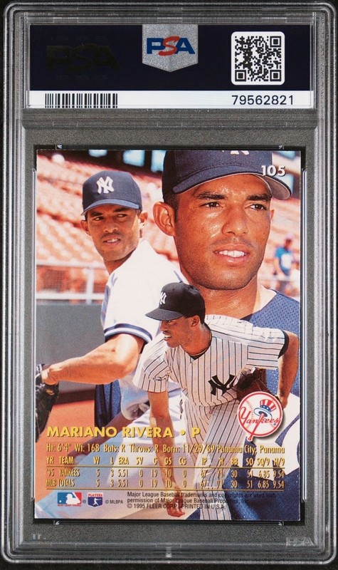1996 Fleer Ultra Mariano Rivera #105 PSA 7 NM NY Yankees RC Rookie HOF view 2