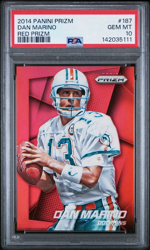 2014 Panini Prizm Dan Marino Red Prizm #187 PSA 10 Dolphins