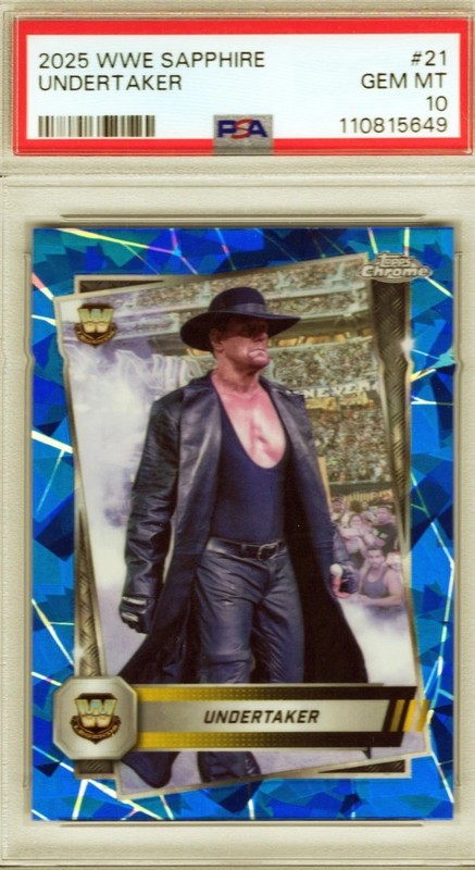 2025 Topps Chrome The Undertaker WWE Sapphire #21 PSA 10
