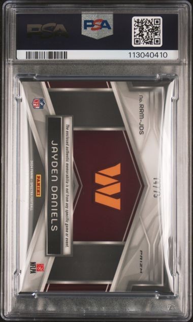2024 SPECTRA #RRMJDS JAYDEN DANIELS RISING ROOKIE MAT-CELESTIAL 14/75 PSA MINT 9 view 2