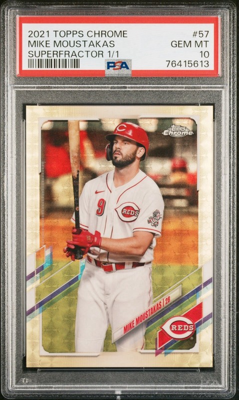 MIKE MOUSTAKAS 2021 TOPPS CHROME Superfractor 1/1 PSA 10 Refractor SP SSP Card