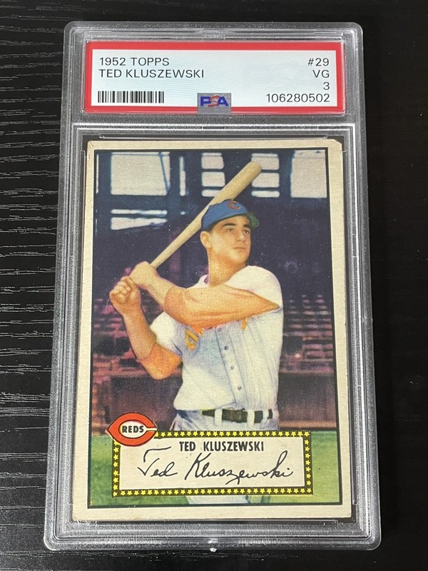 1952 Topps Baseball #29 Ted Kluszewski PSA 3 Very Good Red Back