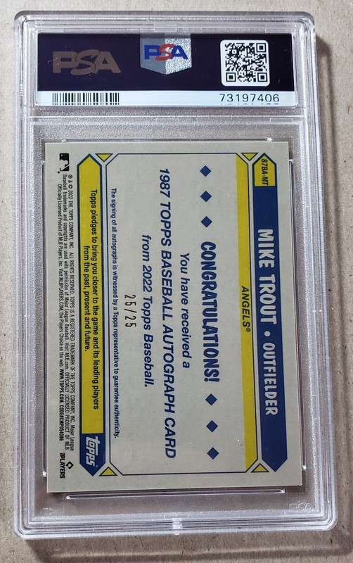 2022 Topps Chrome 1987 Design Orange Refractor Mike Trout Auto 25/25 PSA 9 view 2