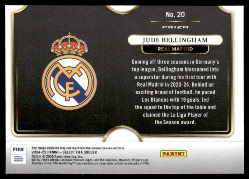 2024-25 Panini Select FIFA - Jude Bellingham Snapshots Silver Prizm #20 view 2