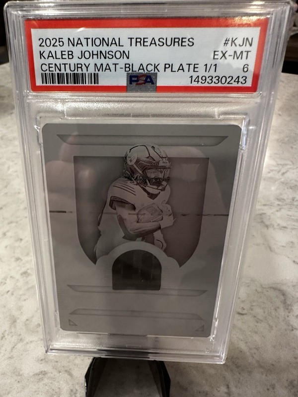 2025 NATIONAL TREASURES Kaleb Johnson Century Mat-Black Plate 1/1 view 2