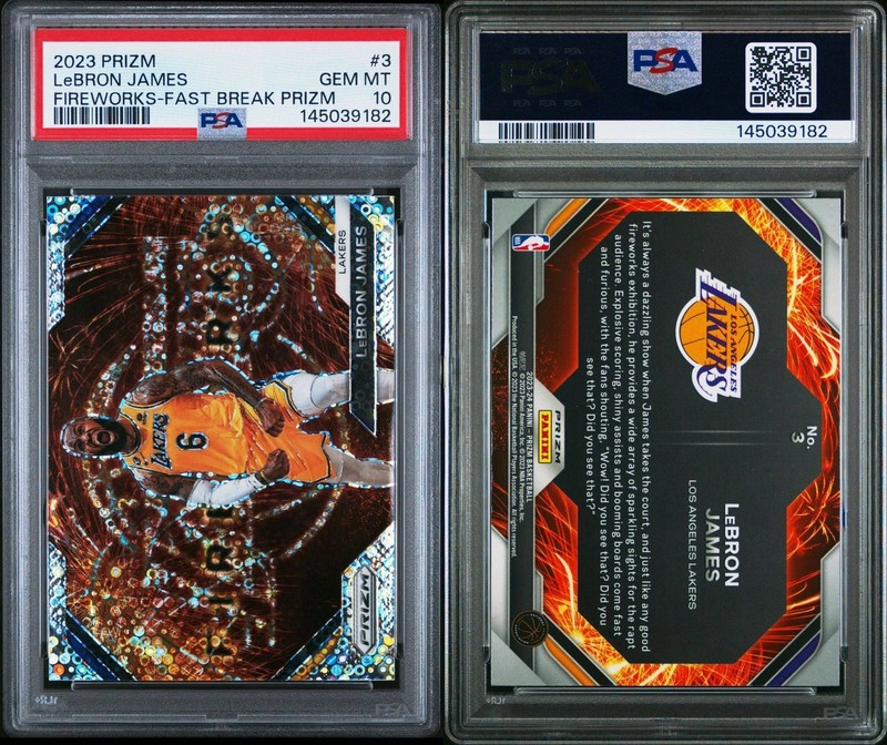 (PSA 10) 2023-24 Panini Prizm #3 LeBron James Fire Works Fast Break Prizm GEM view 2
