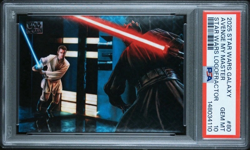 PSA 10 2025 Topps Star Wars Galaxy Avenge Master Logofractor /77 SSP Maul Kenobi