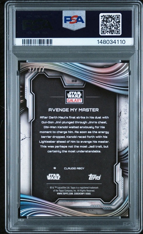 PSA 10 2025 Topps Star Wars Galaxy Avenge Master Logofractor /77 SSP Maul Kenobi view 2