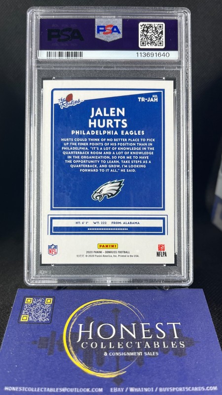 Jalen Hurts (RC) Grade PSA 9 - 2020 Panini Donruss The Rookies TR-JAH view 2
