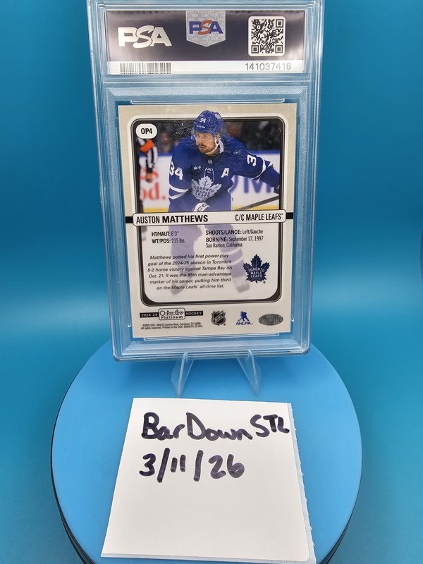 2024 OPC Premier Auston Matthews #OP4 PSA 9 Toronto Maple Leafs, Team USA view 2