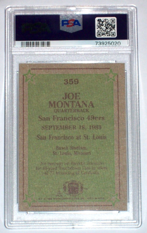 1984 Joe Montana (Instant Replay) #359 Topps PSA 10 San Francisco 49ers view 2