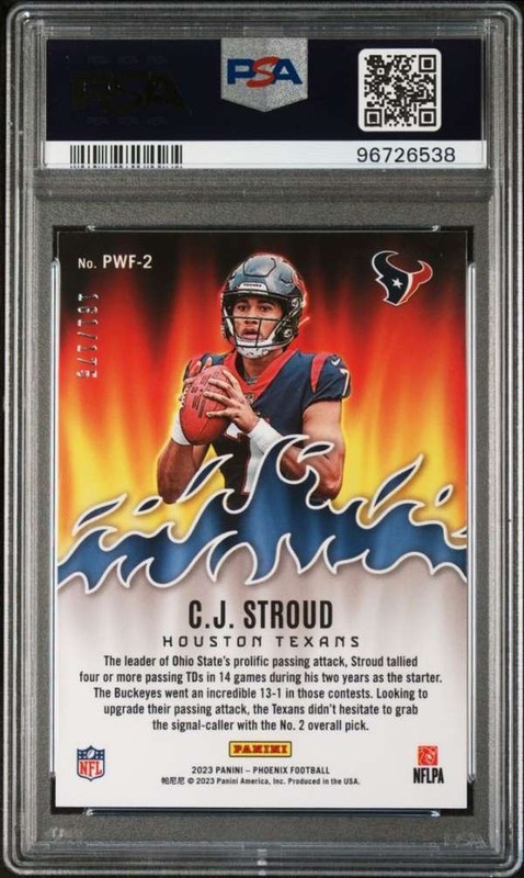 2023 Panini Phoenix Playing With Fire-Pink CJ STROUD PSA PSA 8 SN96726538 view 2