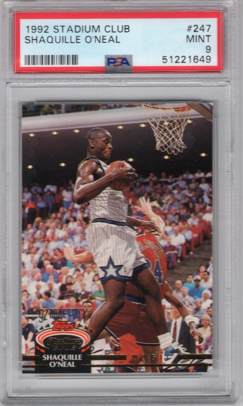 1992 STADIUM CLUB SHAQUILLI O'NEAL ROOKIE CARD GRADED PSA MINT 9