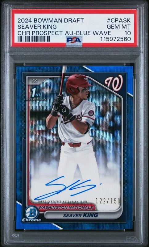 2024 Bowman Draft Chrome Seaver King Blue Wave Refractor /150 PSA 10 ROOKIE QTY