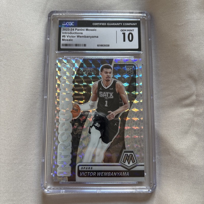 2023-24  Mosaic Victor Wembanyama 8 Introduction Silver Mosaic Prizm Gem Mint 10