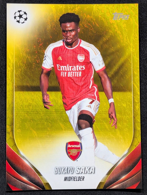 Bukayo Saka 2023 2024 2023-24 Topps Chrome UEFA UCC #148 Gold Refractor /50