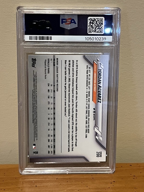 PSA 9 Yordan Alvarez 2020 Topps Chrome Prism Refractor Rookie Cup Houston Astros view 2
