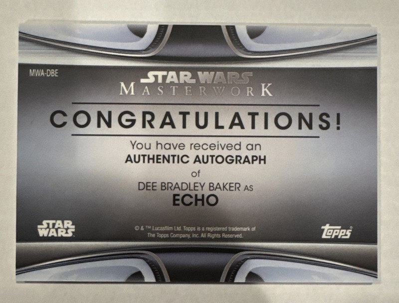 Dee Bradley Baker as Echo 2021 Topps Star Wars Masterwork Auto #MWA-DBE view 2