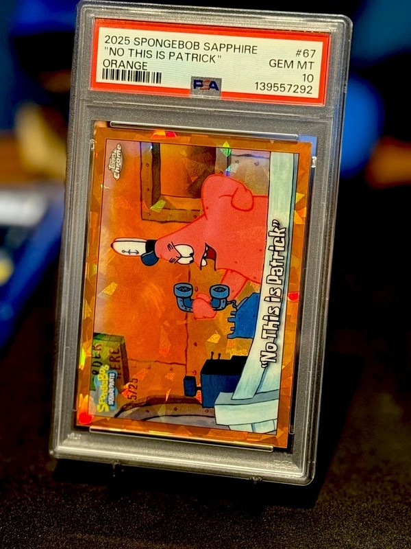 2025 Topps Chrome SpongeBob "No This is Patrick" Orange 15/25 💥Rare PSA 10💥 view 2
